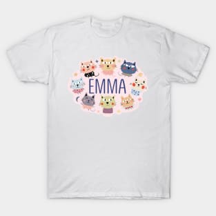 Emma name with cartoon cats T-Shirt